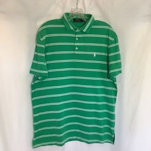 Polo Ralph Lauren Green Striped Polo Shirt Sz L